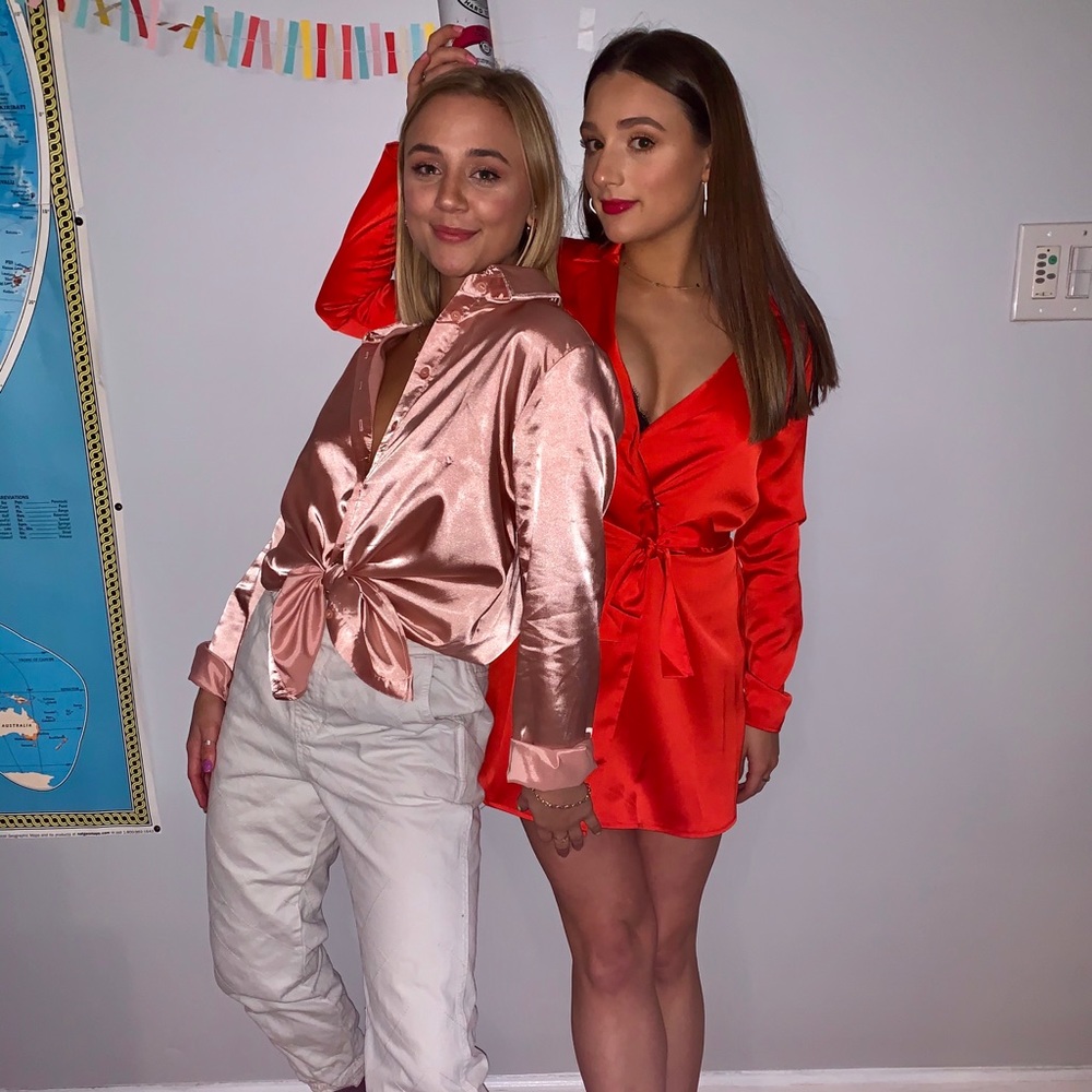 ASOS red satin dress